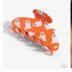Paparazzi Ghostly Greeting - Orange Ghost Halloween Claw Hair Clip